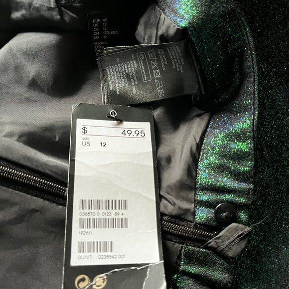 H&M - Metallic Sparkly Blue Green Flare Skater Skirt (NWT) - Picture 7 of 8